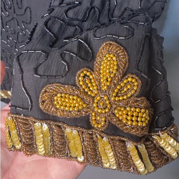 NWT 1980s Black and Gold Beaded Cocktail Jacket- by Lawrence Kazar - Picture 5 of 5